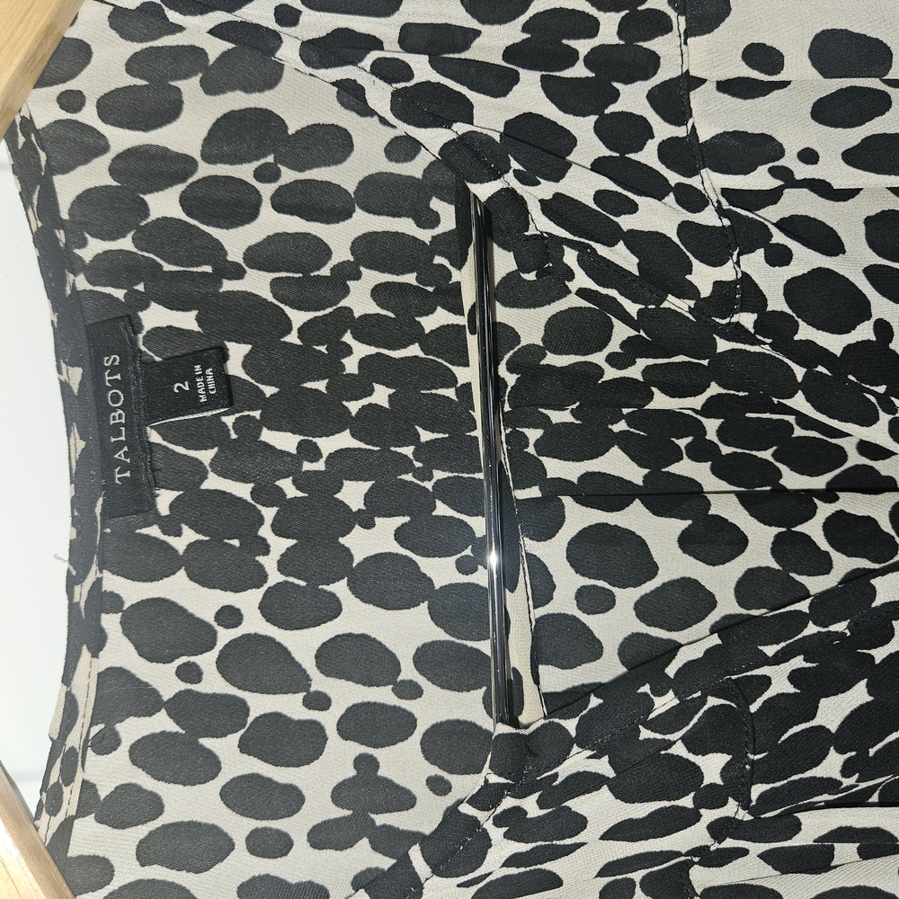 Talbots Black and White Patterned Blouse